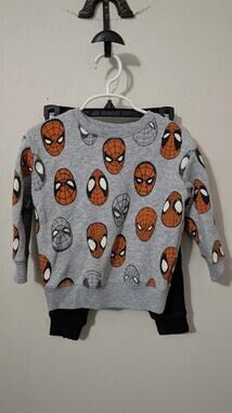 Jumping Beans Spiderman Sweatshirt + Garanimals Black Sweatpants Boys Size 2T